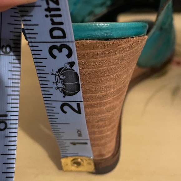 Seychelles Women’s Aqua Teal Open Toe Wedge Sandals Women Leather Sz 7 - Picture 8 of 9